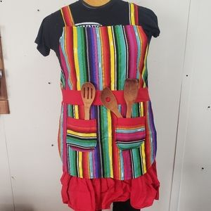 Bright Rainbow Canvas Handmade Kitchen Apron